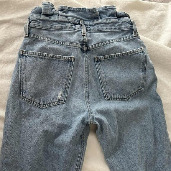 AGOLDE Light Wash Organic-Cotton Straight-Leg Jeans, Lettuce Waistband – US 27 - Picture 4 of 9